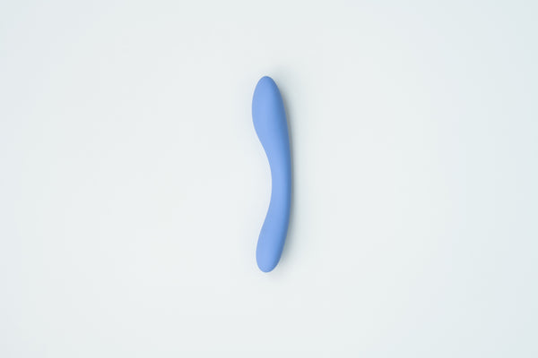 Blue curved Kaito Sea silicone internal vibrator on a white background