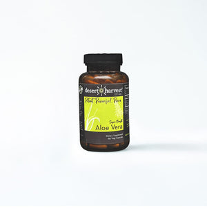 A Bottle of Desert Harvest Super Strength Aloe Vera capsules – aloe vera supplement for bladder and pelvic health