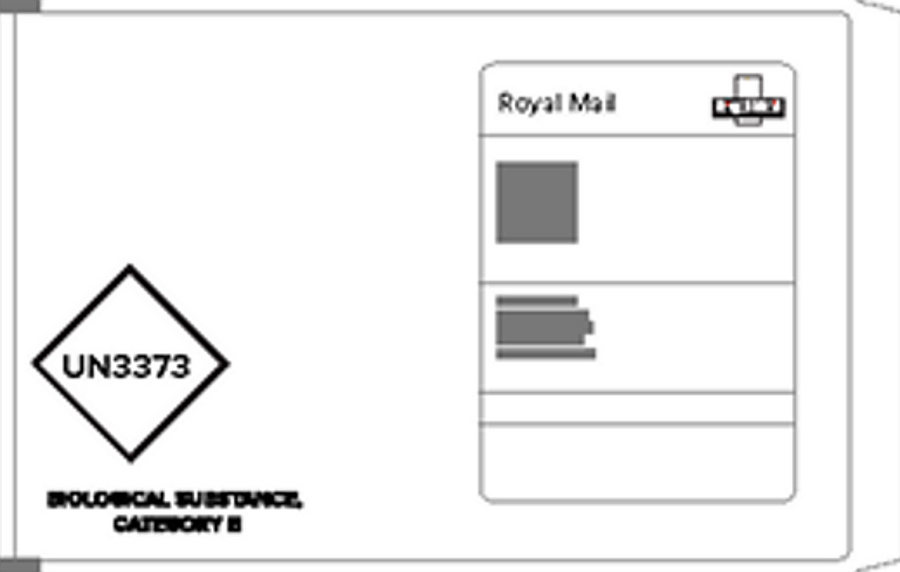 Padded envelope for returning the sample with return label sticker