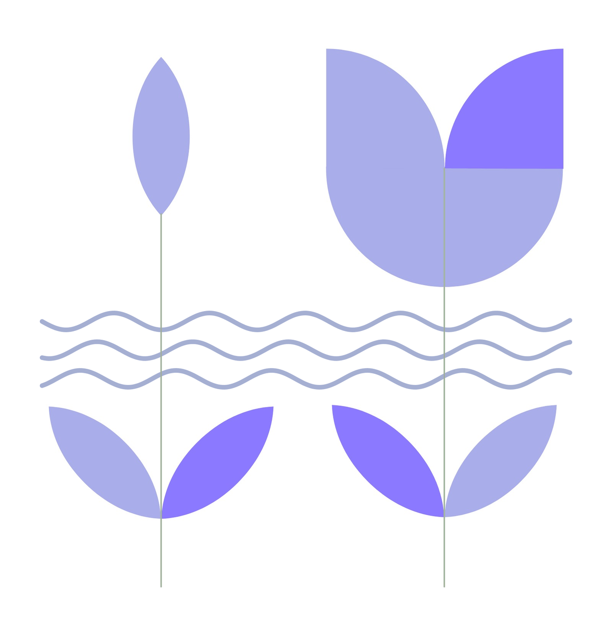 Pelvic Relief flower imagery with vibrating lines